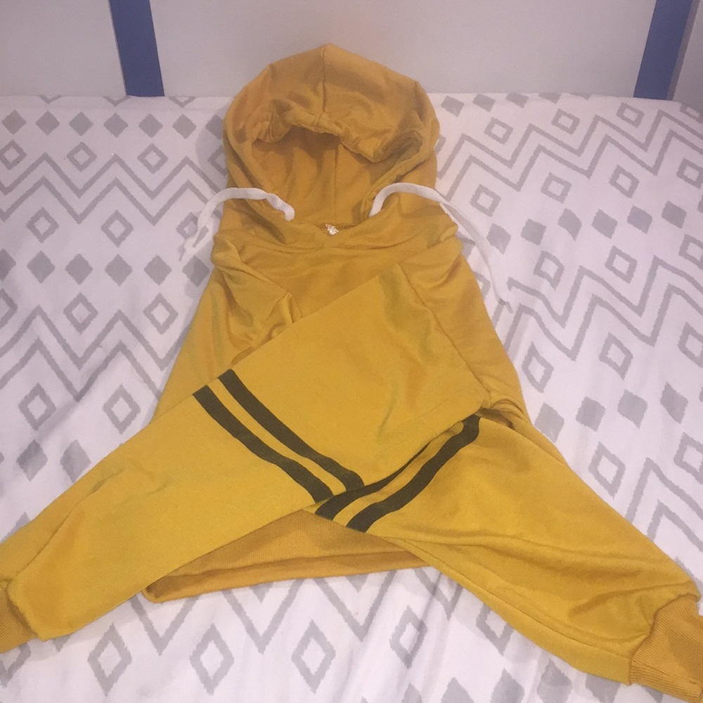 Mustard Yellow Cropped Hoodie.